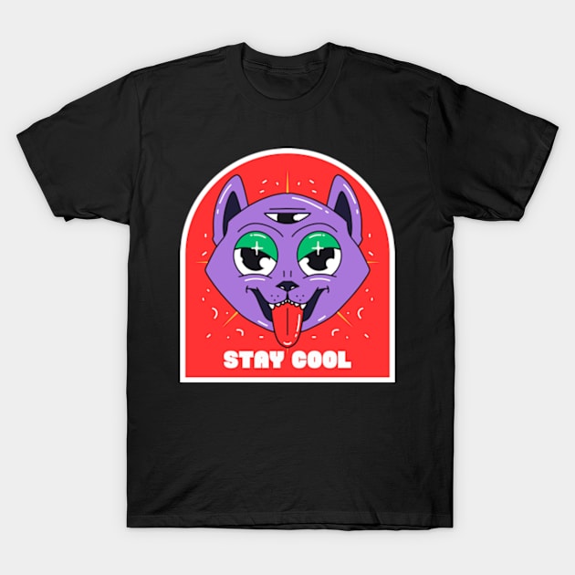 cat stay cool T-Shirt by myvintagespace